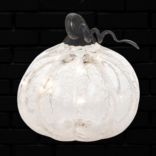 LED Iridescent Glass Pumpkin Figurine