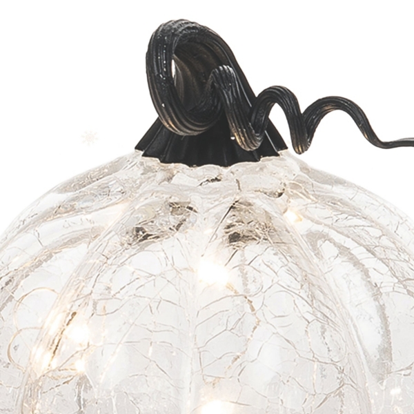 LED Iridescent Glass Pumpkin Figurine