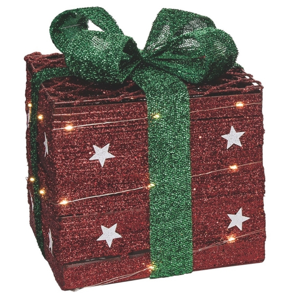 LED Red and Green Metal Presents, Set of 3