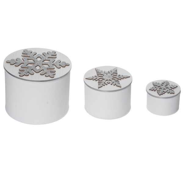 White Christmas Nesting Containers, Set of 3