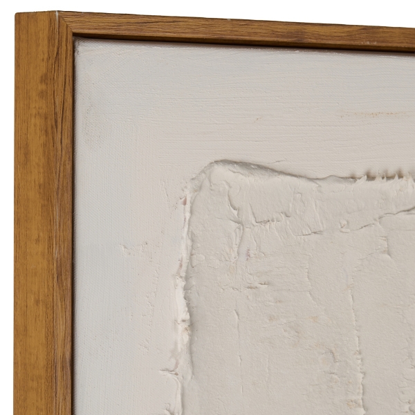Beige and White Abstract Framed Canvas Art Print