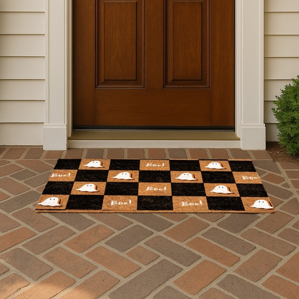 Boo Ghost Checkered Doormat
