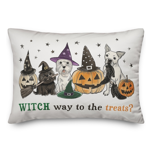 Witch Way to Treats Halloween Lumbar Pillow