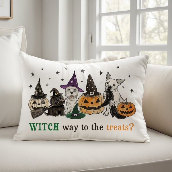 Witch Way to Treats Halloween Lumbar Pillow
