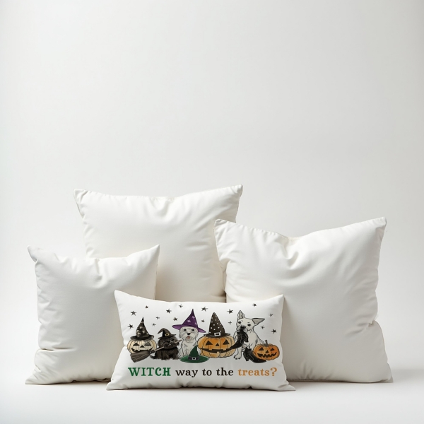Witch Way to Treats Halloween Lumbar Pillow