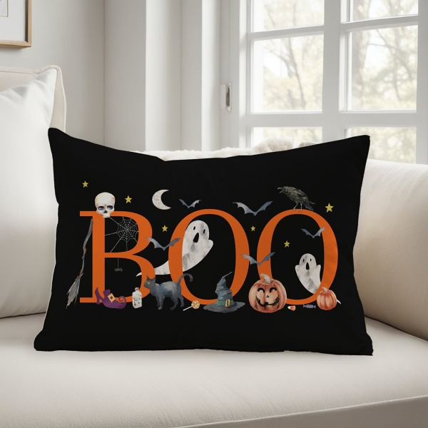 Boo Halloween Icons Lumbar Pillow