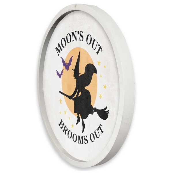 Moon's Out Brooms Out Round Wall Plaque