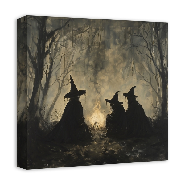 Spooky Witches Circle Canvas Art Print