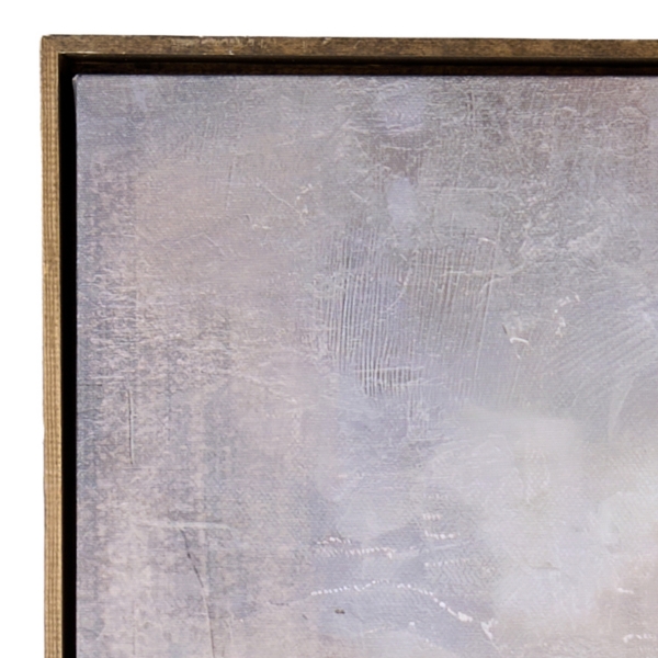 White and Gray Floral Framed Canvas Art Print