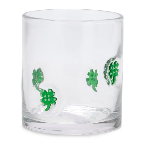 St Patrick Clover Icon Glass Tumbler, Clear/Green, 3.9H x 3.5 | Kirkland's Home