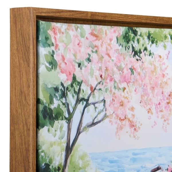 Biking on the Boardwalk Framed Canvas Art Print