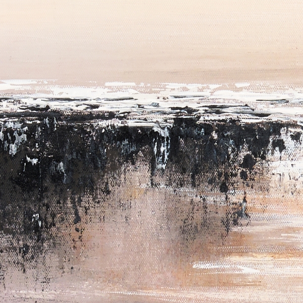 Neutral Haze Abstract Framed Canvas Art Print