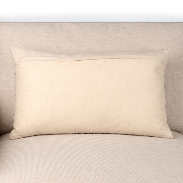 Purple Embroidered Floral Print Lumbar Pillow