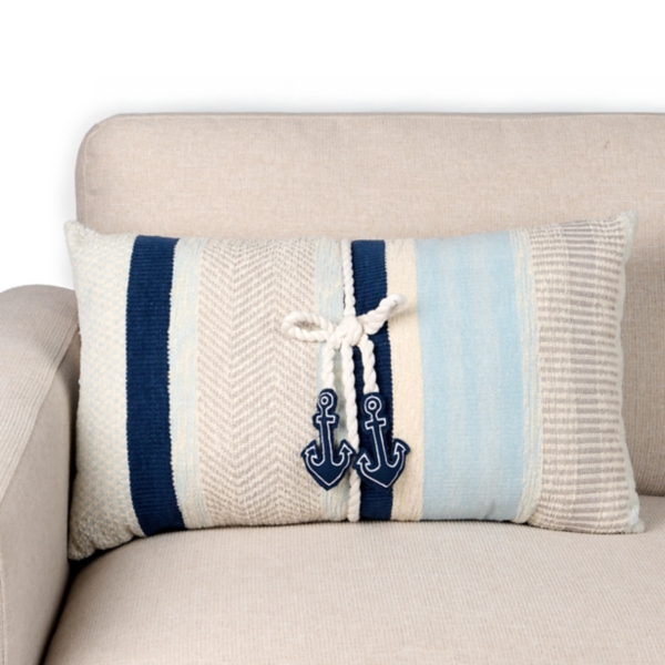 Striped Anchor Ties Lumbar Pillow