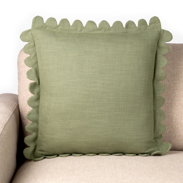 Sage Piper Scalloped Flange Pillow