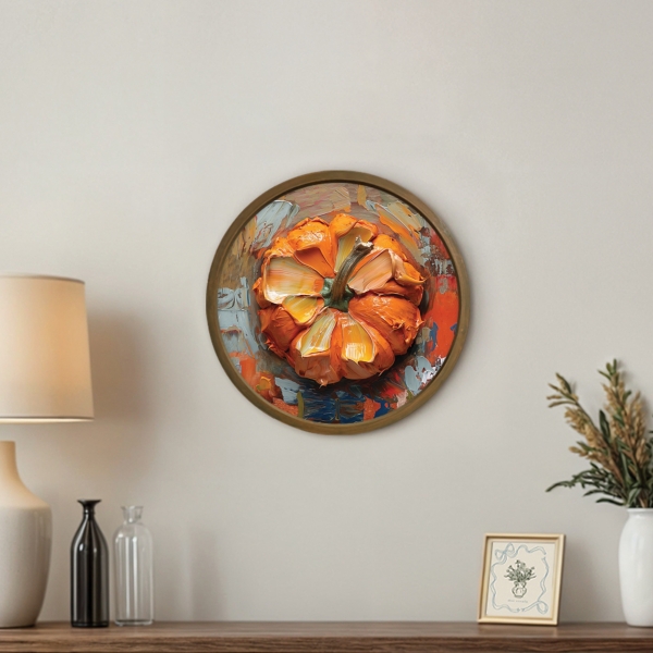 Pumpkin Top Round Framed Art Print
