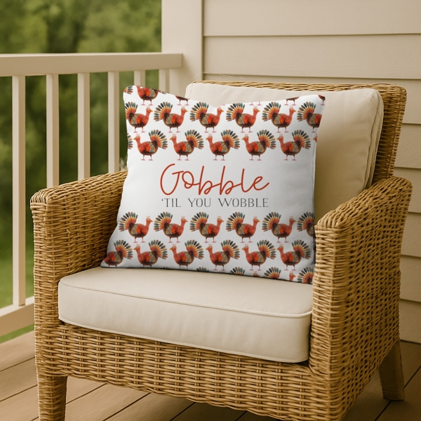 Gobble Til You Wobble Outdoor Pillow