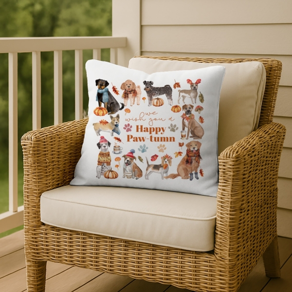 Happy Paw-tumn Outdoor Pillow