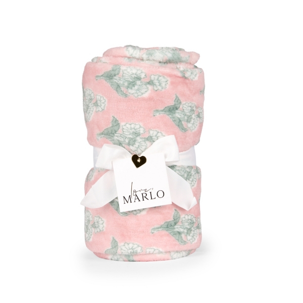 Rose Floral Block Print Fleece Throw