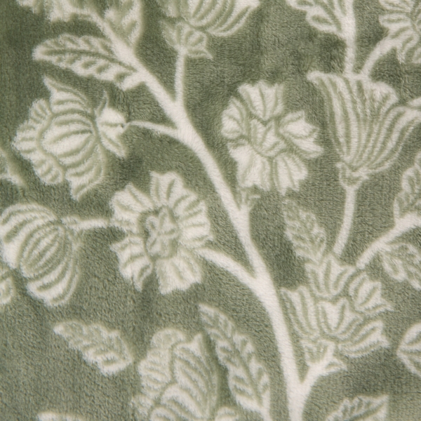 Sage and Ivory Floral Plush Throw