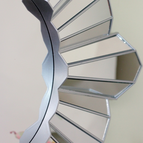 Silver Sunburst Wave Wall Mirror