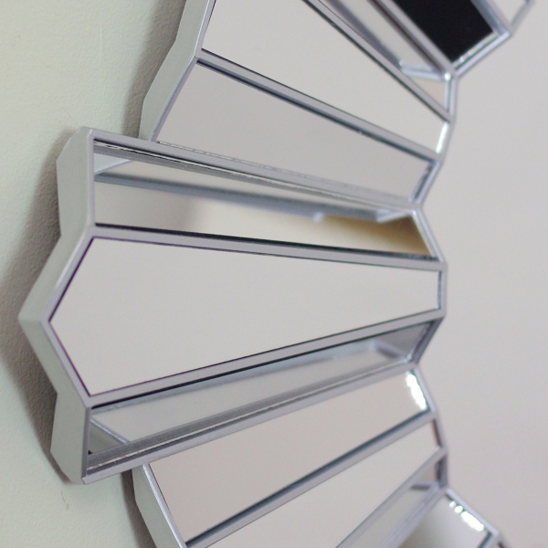 Silver Sunburst Wave Wall Mirror