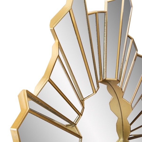 Gold Sunburst Wave Wall Mirror