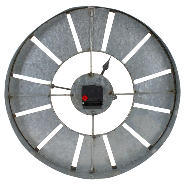 Round Galvanized Metal Wall Clock