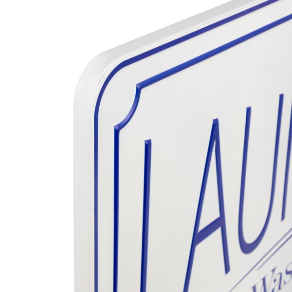 Blue and White Metal Laundry Room Wall Plaque