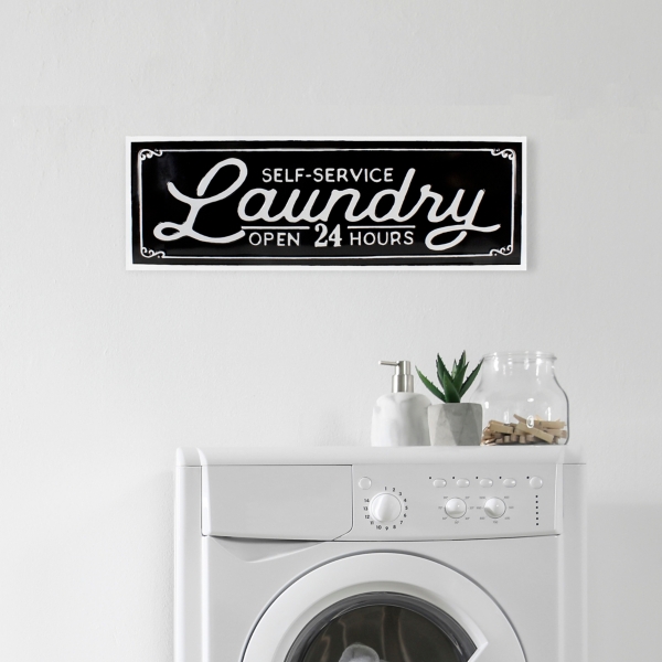 Self Service Laundry Metal Wall Plaque