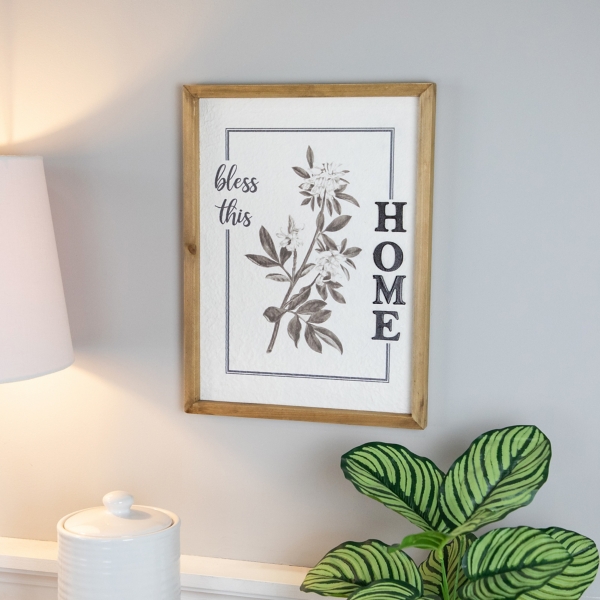 Bless This Home Floral Wall Plaque