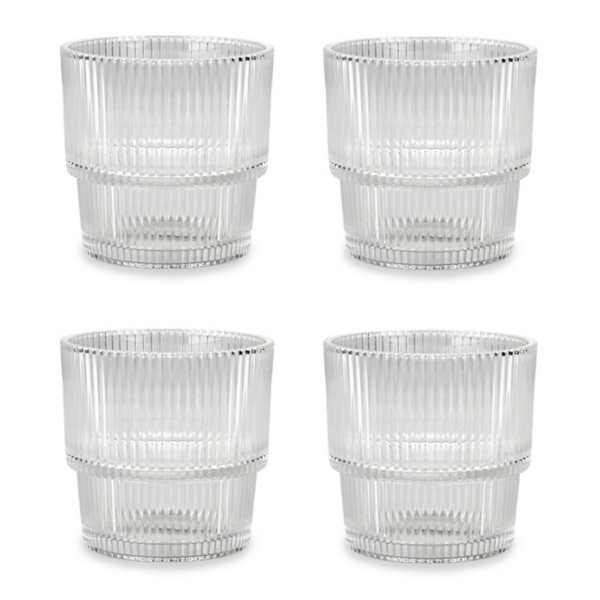 Capri Ribbed Short Tumblers, Set of 4
