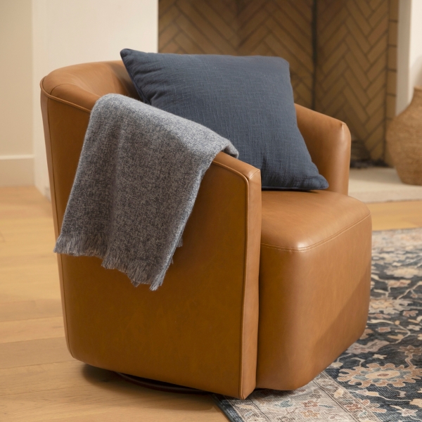Aiden Caramel Faux Leather Swivel Chair