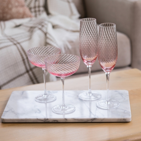 Pink Sloped Ripple Coupe Glass