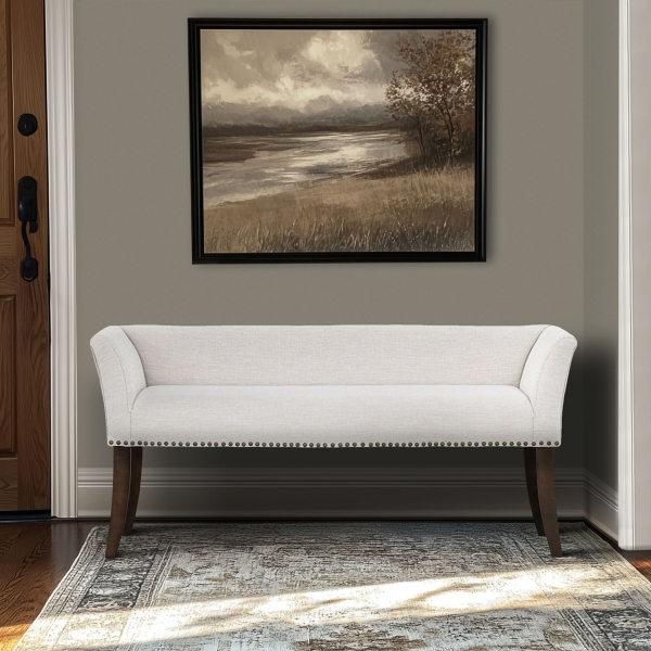 Wellburn Ivory Upholstered Bench