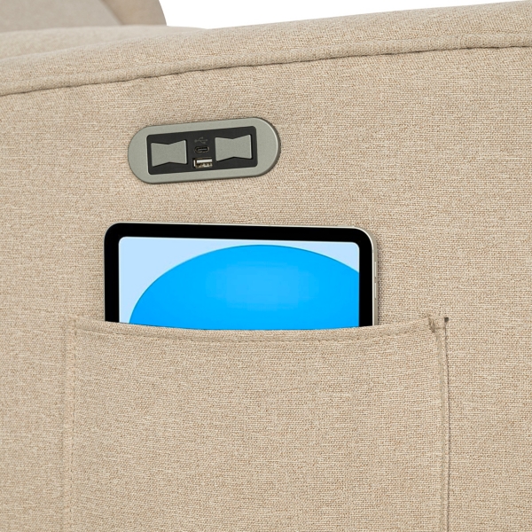 Candace Beige Power Recliner with USB Ports