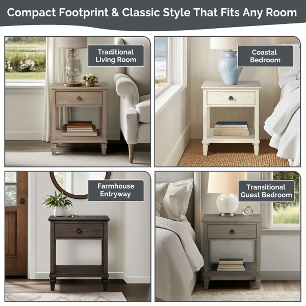 Gray Victoria Wood Nightstand