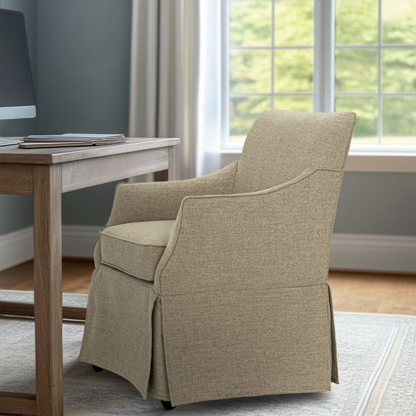 Tan London Skirted Dining Chair with Casters