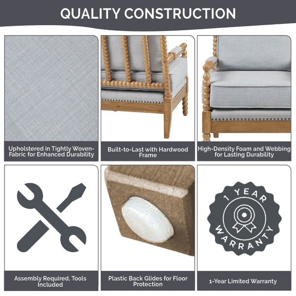 Sunnee Blue Upholstered Wood Accent Chair