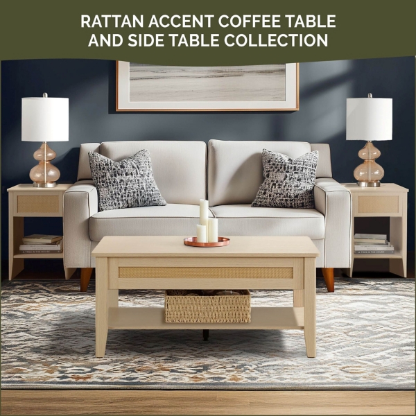 Lennox Natural Rattan Lift-Top Coffee Table