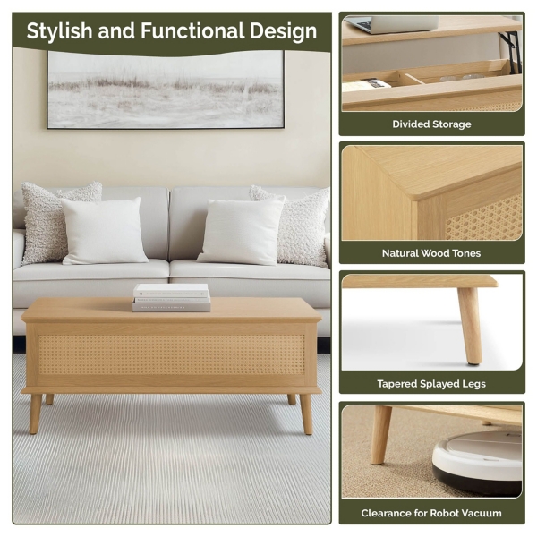 Teagan Natural Rattan Lift-Top Coffee Table