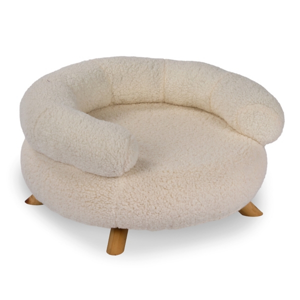Quinton Ivory Faux Sherpa Raised Pet Bed
