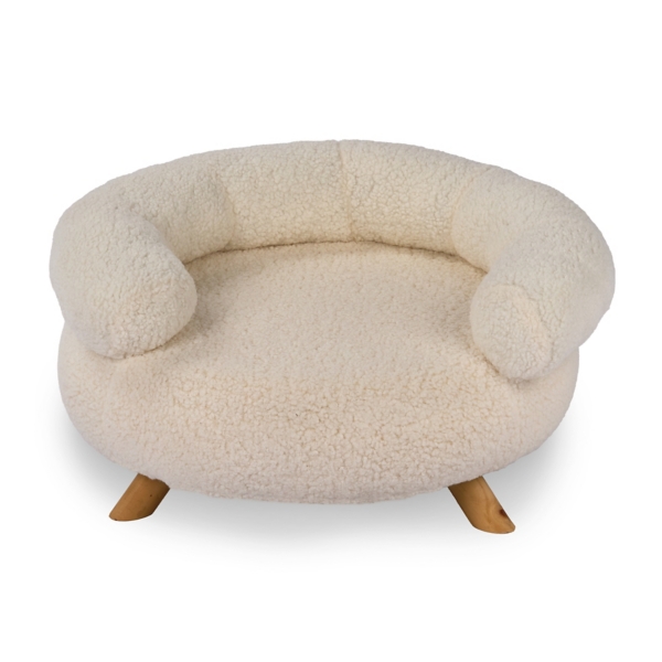 Quinton Ivory Faux Sherpa Raised Pet Bed