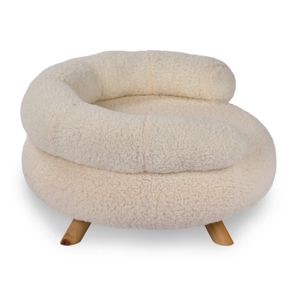 Quinton Ivory Faux Sherpa Raised Pet Bed