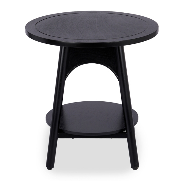Kieran Round Black Wood Side Table
