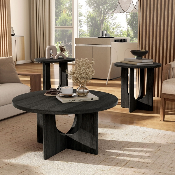 Calsen Gray Wood Occasional Tables, Set of 3