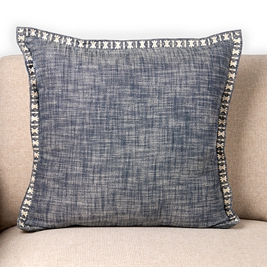 Blue Floral Block Print Pillow