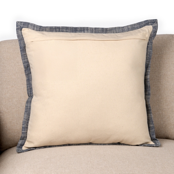 Denim Satin Stitch Trim Pillow