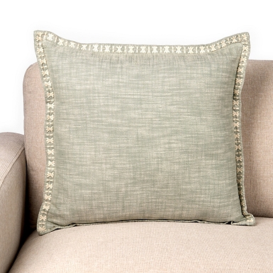 Denim Satin Stitch Trim Pillow