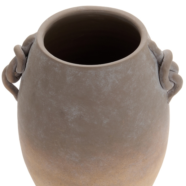 Brown Ombre Terracotta Vase with Braided Handles